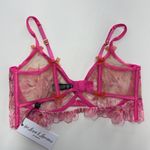 For Love & Lemons Bra Womens 38C Pink Floral Hibiscus Embroidery Underwire Mesh Size undefined Photo 3