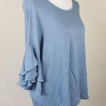 Workshop Republic Clothing Workshop / M / Dusty Blue Ruffle Sleeve Slouchy Bl Photo 1