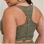 Torrid Happy Camper Green Speckled Low Impact Wireless Longline Sports Bra Photo 1
