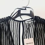 superdown  Dila Sheer Striped Bodysuit in Black Medium Photo 11