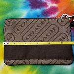 Coach 💜 Signature Stripe Lozenge Wristlet in Brown and Tan Fabric Photo 2