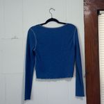 American Eagle ‎ AEO Blue Thermal Cropped Long Sleeve Top Large Photo 3