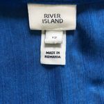 River Island Blue Frilly Crepe 3/4 Sleeve Sheer Midi Dress Photo 4
