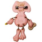 Vtg Russ Pink Painter Articulated Easter Bunny Pin Cute Adorable 2.25" Photo 1