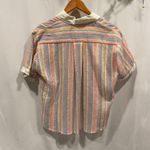 Vintage 80’s? pastel stripe gauzy peter pan collar cotton breezy blouse Yellow Size XL Photo 0