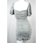 Storia Ruched Floral Blue Mini Dress Bodycon Short Sleeve Woman's Small NEW!! Photo 6