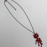 Fun Red Enamel Devil Pendant Black Chain Necklace 16 inches Photo 0
