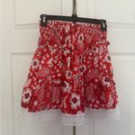 Kasia Ruffle Tiered Skirt Paisley Western Elastic Waist Mini Skirt Size Medium Red Photo 3