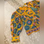 Farm Rio  NWT yellow mica short sleeve collared blouse women’s size large Photo 4