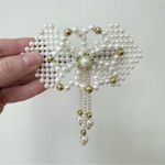 Vintage 90’s Elegant Pearl and Gold Bow Hair Clip Set White Photo 1