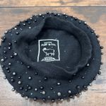 Epoch Hats Women's Black Wool Beret Embellished Pearls Beads Old Money Photo 3