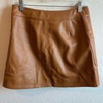 Free People NEW BROWN HIGH WAIST A-LINE VEGAN LEATHER MINI SKIRT SIZE 4 Photo 5