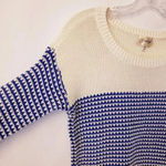 Avaleigh Oversized Twisted Stripe Sweater Cotton blend knit sweater Ribbed XS Blue Photo 3