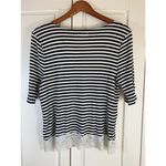 Ralph Lauren Denim & Supply  Womens Top XL Black Striped Lace Hem Preppy Nautical Photo 2