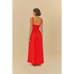 Farm Rio NWT  Stretch Linen Blend Cami Maxi Dress Size S Classic RED Photo 4