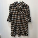 She & Sky Boutique brown black LACE UP PLAID DRESS Medium Photo 7