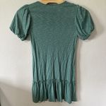Garnet Hill Organic-Cotton & Tencel Ruffle Detail Dress Small Green Puff Sleeve Photo 4