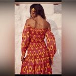 ZARA  Printed Midi Dress Puff‎ Sleeves Off the Shoulders Smocking  Cotton Boho Photo 5