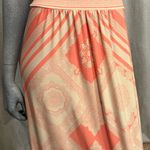 London Times Sleeveless Maxi Halter Dress Orange/Cream Resort Wear Wedding Fall Photo 2