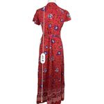 Japna  Women's Size Small Wrap Skirt Sleeve Red Floral Maxi Photo 13