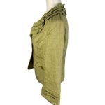 Cynthia Steffe  Women’s Size 4 OLIVE 100% LINEN Ruffle Blazer Jacket Button Front Photo 2