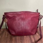 SAS Genuine Soft burgundy Red Leather‎ Slouchy Crossbody Large Bag Purse Photo 5