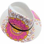 HAT MEXICAN Artisanal Hand Painted Fedora Mandala Sombrero Panama Bohemian White Photo 0