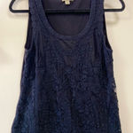 One World  live and let live‎ Petite Large embroidered black tank Photo 0