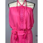Ramy Brook  Priscilla Sleeveless Tassels Halter Open Slit Dress Pink L Photo 3
