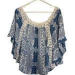Lovestitch Women's  Love Stitch Blue Flounce Batwing Blouse Size Med #1650 Photo 0