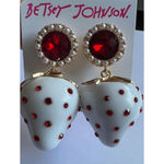 Betsey Johnson Women's Strawberry Earrings White Red Photo 1