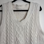 Aerie  Cable Knit V Neck Sweater Vest Cream oversized Size L Photo 2