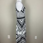 London Style Collection Maxi Dress 12 Black White Halter Neck Paisley Stripe Photo 4
