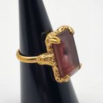 Vintage Sarah Coventry Gold Tone & Purple Glass Adjustable Ring Photo 2