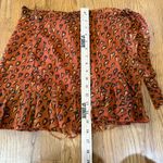 Urban Outfitters ‎ Mini Skirt Small Brown Rust Heart Print Ruffled Wrap Boho Photo 5