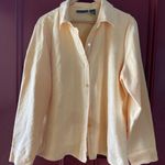 Relativity Embroidered Details Button Up Collared Suede Butter Yellow Top Sz Lg Photo 4