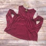 True Craft  Womens Juniors Top Size XS Ruffle Cold Shoulder Knit‎ Red Crimson NEW Photo 2