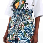 Farm Rio  High Waist Shorts in Blue Tropical Print Size XSmall Photo 0