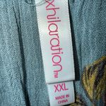 Xhilaration  Womens Romper Blue Green Floral Off Shoulder Pockets XXL Plus size Photo 2