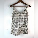 White House | Black Market S Silk Houndstooth Patterned Ruffle Top Photo 2