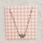 Brandy Melville Silver Butterfly Pearl Crystal Beaded Chain Necklace Accessories Photo 0