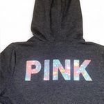 PINK - Victoria's Secret Victoria's Secret PINK gray zip up hoodie with multicolor sequin logo on back Photo 5
