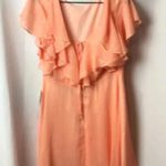 H by Halston - NEW WITH TAG HALSTON WO SZ 4 PEACH RUFFLED OPEN BACK DRESS Photo 6