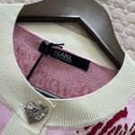 Karl Lagerfeld $399 NWT  Women Pink Logo Cardigan Sweater Jacket Rhinestone Heart Photo 9