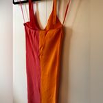 ZARA Colorblock Midi Orange & Pink Halter Dress Size Small Photo 14