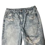 American Eagle  Outfitters Womens Mom Jeans Light Wash Distressed Ripped Size 12 Photo 2