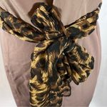 Forever 21 Mocha sheath dress with animal print chiffon scarf belt size large Photo 1
