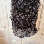 Lulus Evening‎ Impression Black Floral Organza Ruched Mini Dress Size Large Photo 4