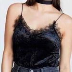ZARA Black Lace Trim Velvet Cami Top XS Photo 0