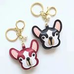 French Bulldog Puppy Face Keychain Tan Dog Bag Charm Gold Key Ring NWT Cute Photo 5